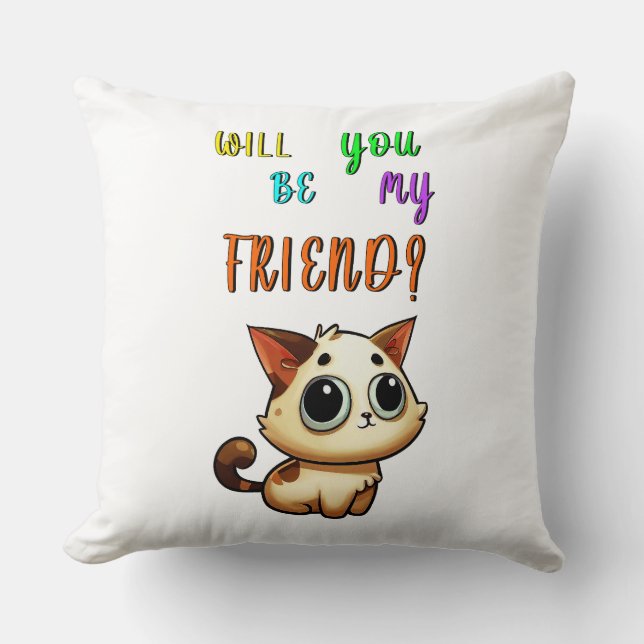 Will You Be My Friend 30 Cats July Friendship Day Cushion (Front)