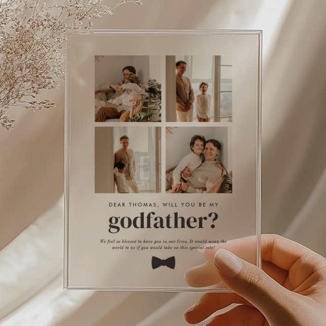 Will You Be My Godfather 4 Photo Proposal Card Acrylic Invitations (Zazzle Will You Be My Godfather 4 Photo Proposal Card Acrylic Invitations)