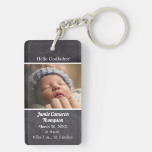 Will you be my Godfather birth announcement photo Key Ring