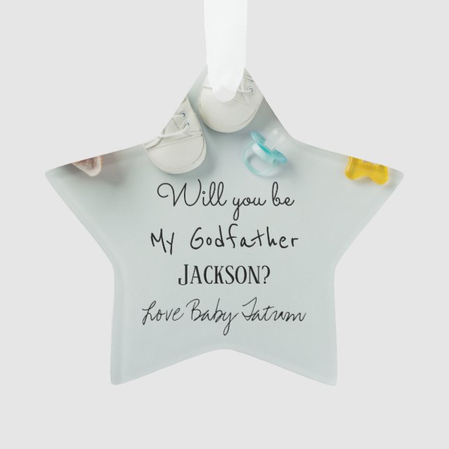 Will you be my Godfather Christmas Star Ornament (Front)