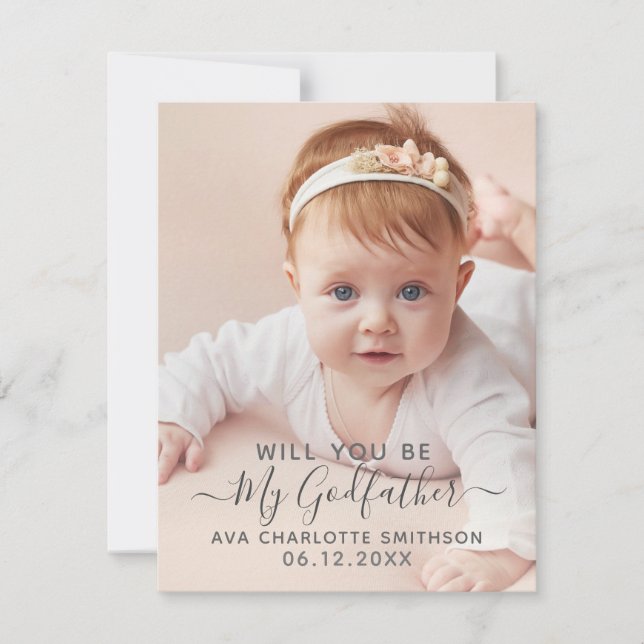 Will You Be My Godfather Classy Personalised Photo (Front)