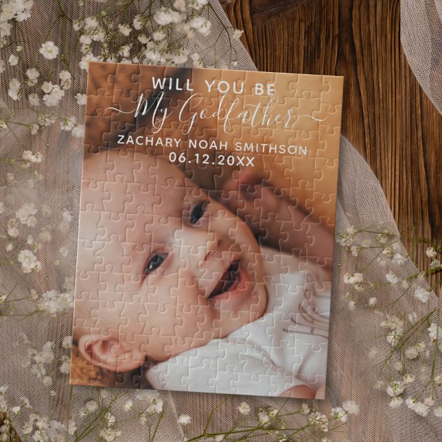 Will You Be My Godfather Classy Personalised Photo Jigsaw Puzzle (Creator Uploaded)