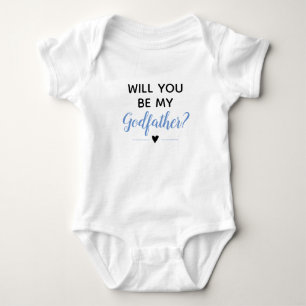 Will You Be My Godfather Cute Boy Blue Baptism Baby Bodysuit
