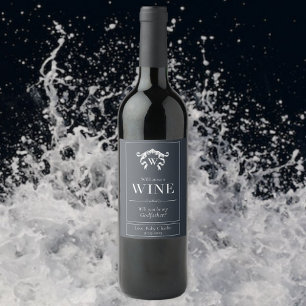 Will You Be My Godfather Elegant Monogram Wine Label