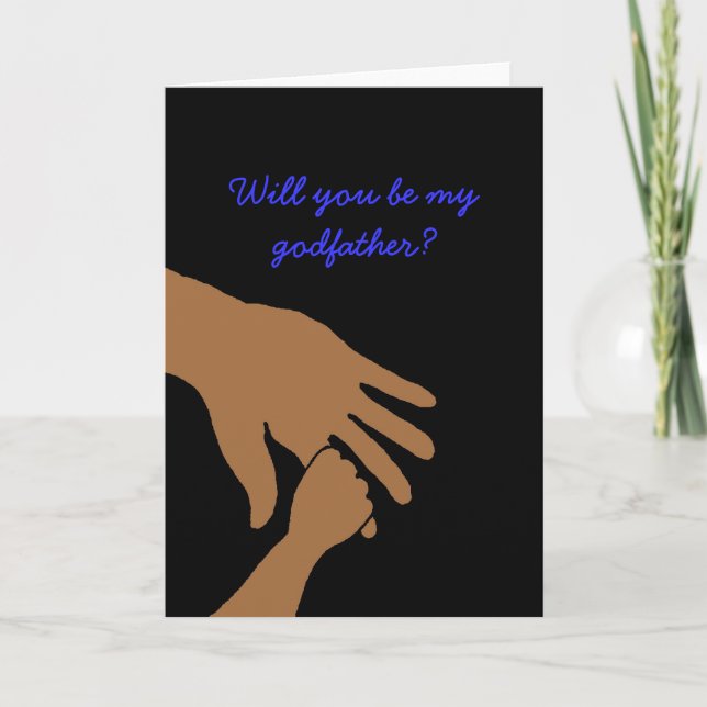 will you be my godfather in blue card ethnic (Front)