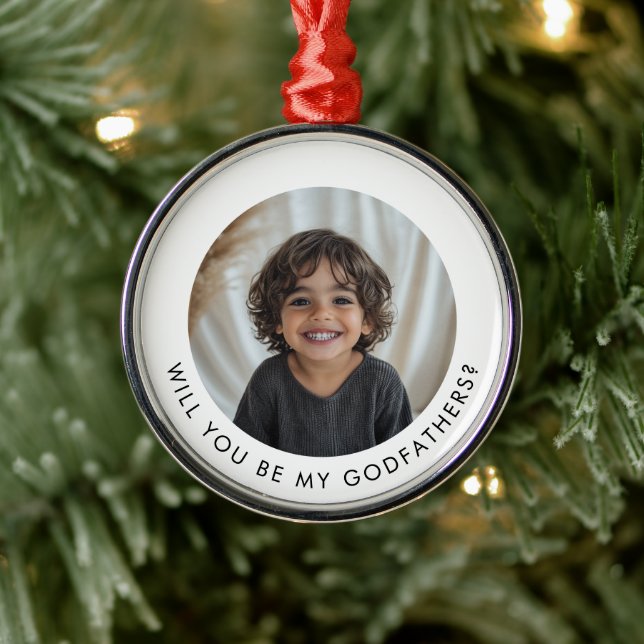 Will You Be My Godfathers Photo Proposal Metal Tree Decoration (Tree)