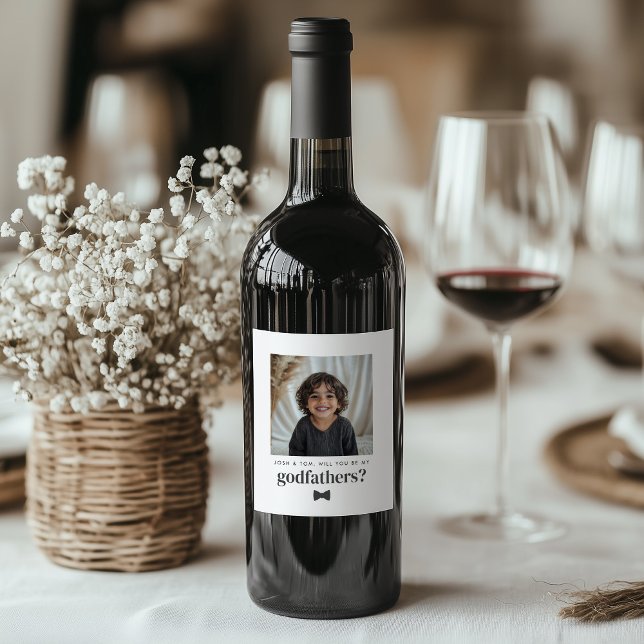 Will You Be My Godfathers Photo Proposal Wine Label (Creator Uploaded)