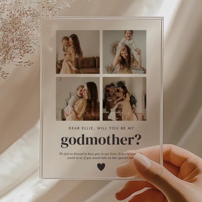 Will You Be My Godmother 4 Photo Proposal Card Acrylic Invitations (Zazzle Will You Be My Godmother 4 Photo Proposal Card Acrylic Invitations)