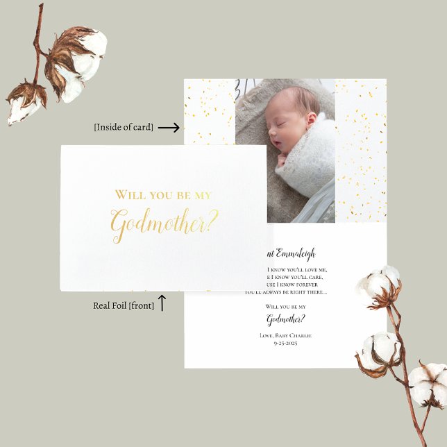 Will You Be My Godmother Baby Photo Proposal Foil Card (Creator Uploaded)