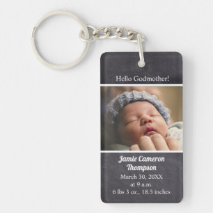 Will you be my Godmother birth announcement photo Key Ring