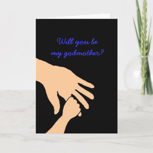 will you be my godmother card in blue