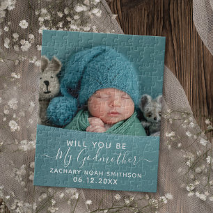 Will You Be My Godmother Classy Personalised Photo Jigsaw Puzzle