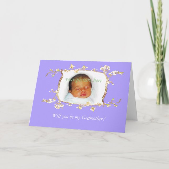 Will you be my Godmother?Custom plum blossom frame Invitation (Front)