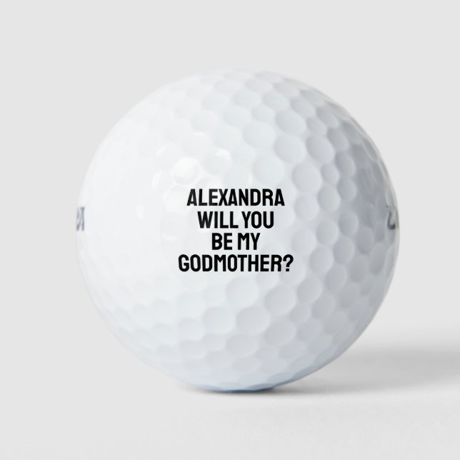 Will You Be My Godmother Godparent Proposal Golfer Golf Balls (Front)