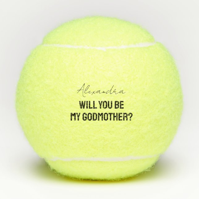 Will You Be My Godmother Godparent Proposal Sports Tennis Balls (Front)