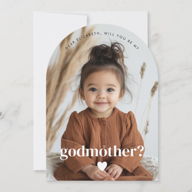 Will You Be My Godmother Photo Proposal  Invitation (Front)