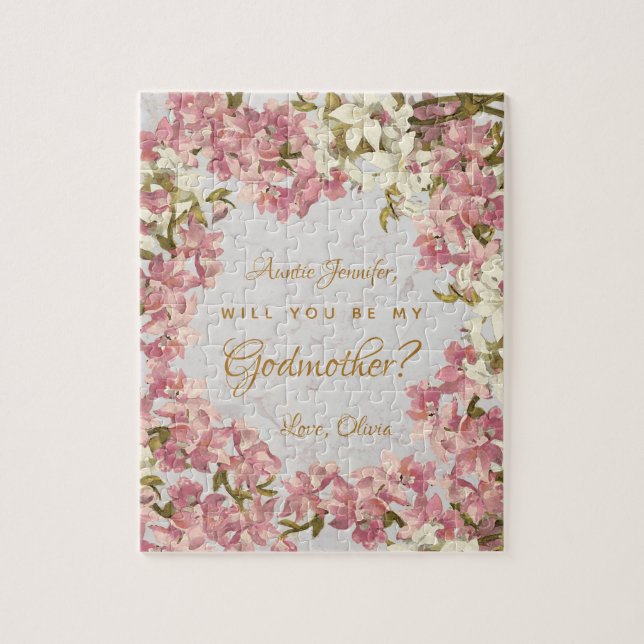 Will You Be My Godmother Proposal Orchids Marble Jigsaw Puzzle (Vertical)