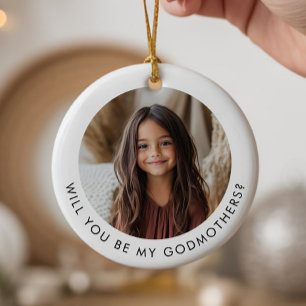 Will You Be My Godmothers Photo Proposal Ceramic Tree Decoration