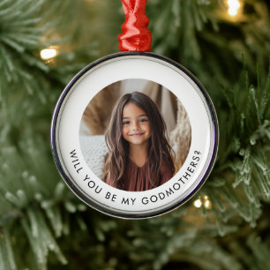 Will You Be My Godmothers Photo Proposal Metal Tree Decoration