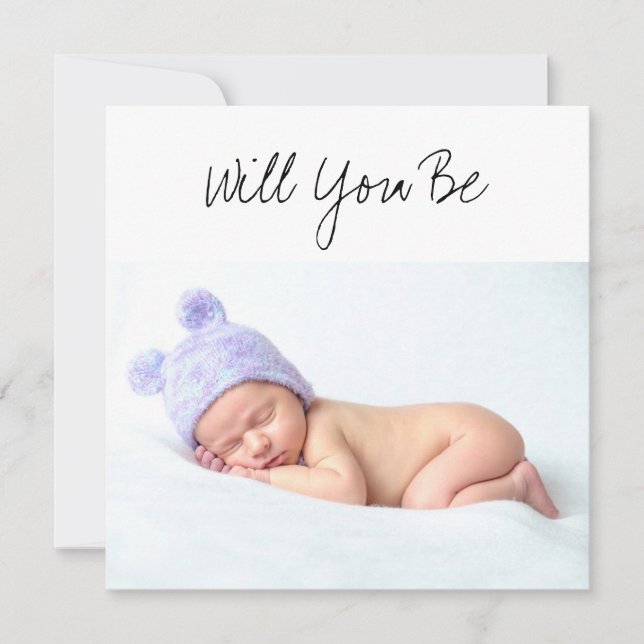Will You be My GodParent Baby Wearing a Hat Photo Card (Front)