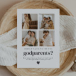 Will You Be My Godparents 4 Photo Proposal Card<br><div class="desc">Looking for a sweet and meaningful way to ask a loved one to be your child's Godparents? This modern, minimalist card is the perfect way to pop the question! Whether you're asking a family member or close friends, this template helps you create a heartfelt moment that they'll treasure forever, along...</div>