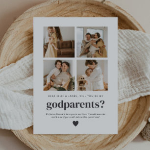 Will You Be My Godparents 4 Photo Proposal Card