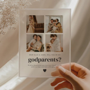 Will You Be My Godparents 4 Photo Proposal Card Acrylic Invitations