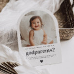 Will You Be My Godparents Arch Photo Proposal Invitation<br><div class="desc">Looking for a sweet and meaningful way to ask a loved one to be your baby's Godparents? This modern, minimalist card is the perfect way to pop the question! Whether you're asking a family member or close friends, this template helps you create a heartfelt moment that they'll treasure forever, along...</div>
