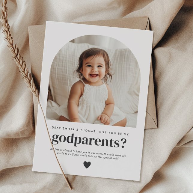 Will You Be My Godparents Arched Photo Proposal Invitation (Creator Uploaded)