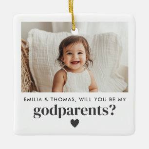 Will You Be My Godparents Photo Proposal Ceramic Ornament