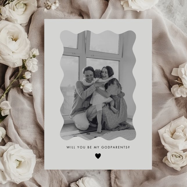 Will You Be My Godparents Wavy Photo Proposal Card (Zazzle Will You Be My Godparents Wavy Photo Proposal Card)