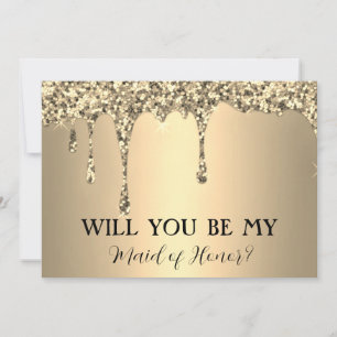 Will You Be My Gold Sparkle Glitter Drips Save The Date