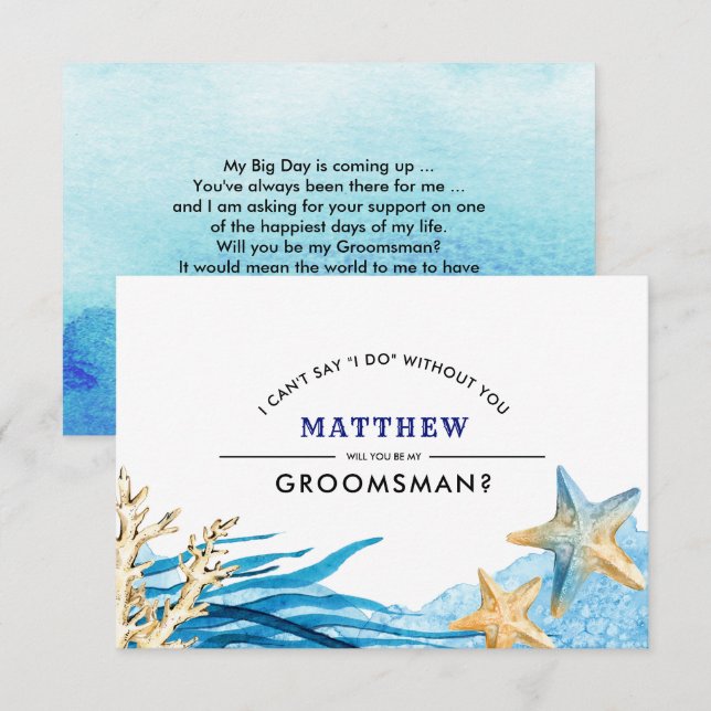 Will you be my Groomsman? Beach Starfish  Invitation (Front/Back)