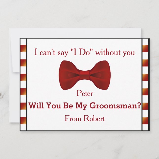Will You Be My Groomsman Black Chalk Board Red Bow Invitation (Front)