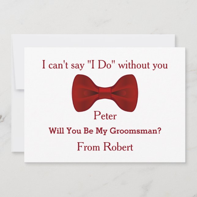 Will You Be My Groomsman Black Chalk Board Red Bow Invitation (Front)