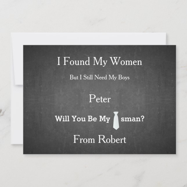 Will You Be My Groomsman Black Chalk Board Red Tie Invitation (Front)