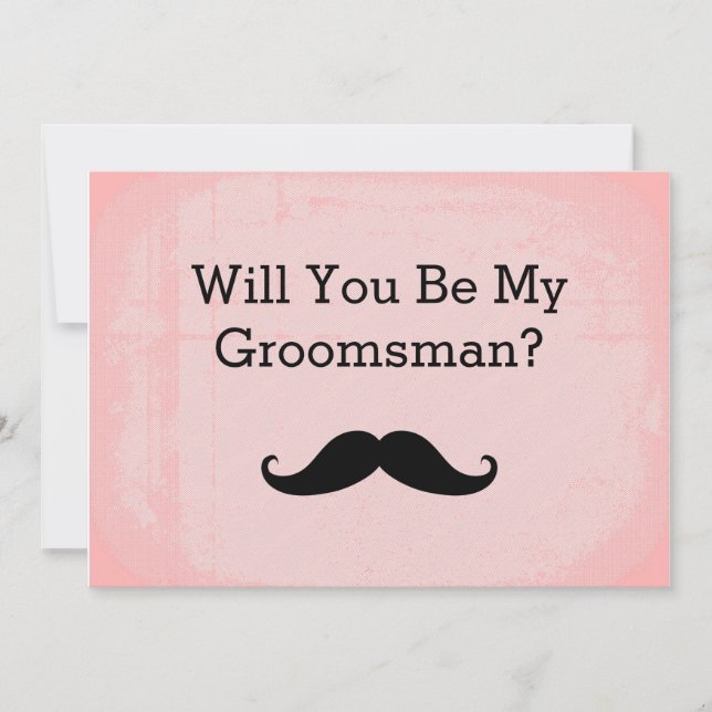 Will You Be My Groomsman Black Moustache Invitatio Invitation (Front)