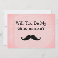 Will You Be My Groomsman Black Moustache Invitatio
