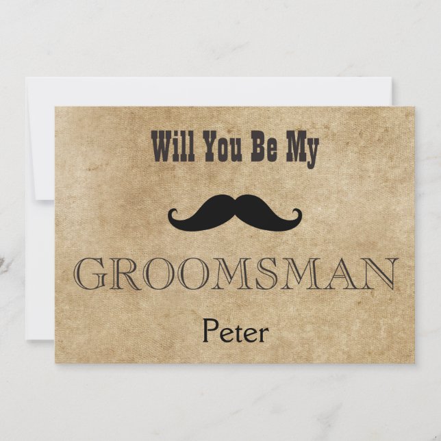 Will You Be My Groomsman Black Moustache Invitatio Invitation (Front)