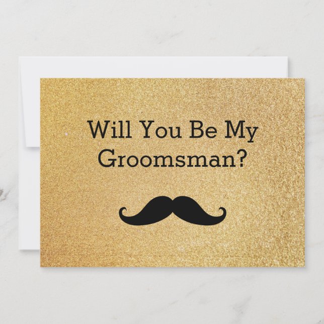 Will You Be My Groomsman Black Moustache Invitation (Front)