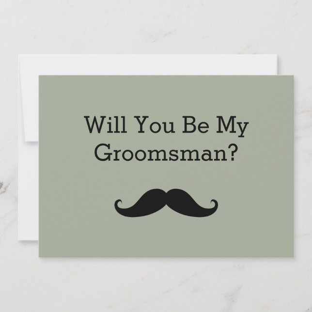 Will You Be My Groomsman Black Moustache Invitation (Front)