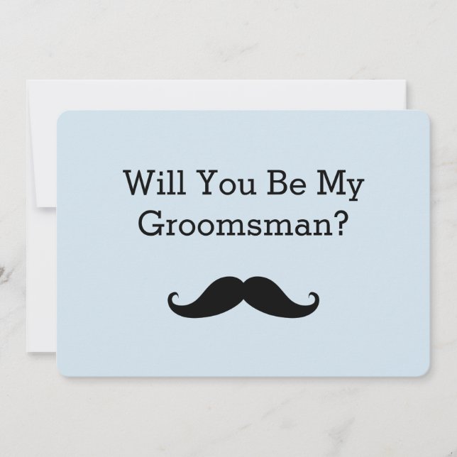 Will You Be My Groomsman Black Moustache Invitation (Front)