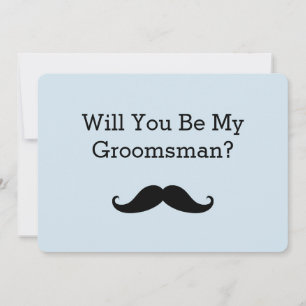 Will You Be My Groomsman Black Moustache Invitation
