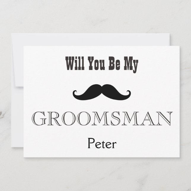Will You Be My Groomsman Black Moustache Invitation (Front)