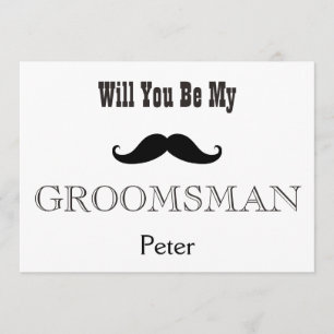 Will You Be My Groomsman Black Moustache Invitation