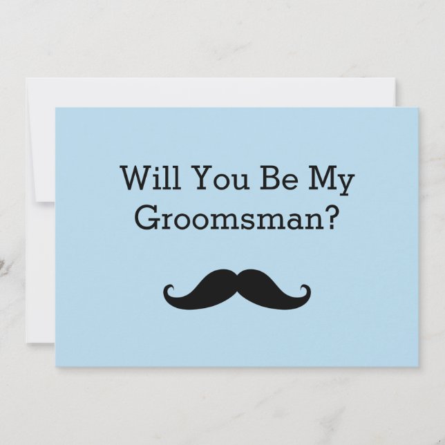 Will You Be My Groomsman Black Moustache Invitation (Front)