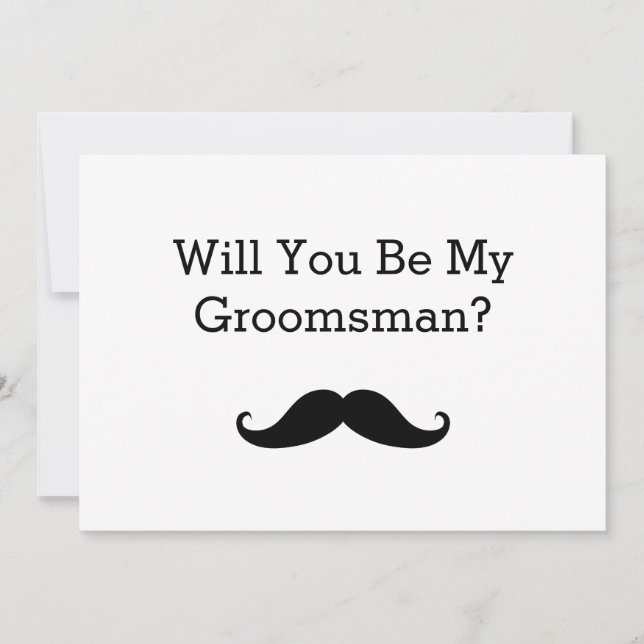 Will You Be My Groomsman Black Moustache Invitation (Front)