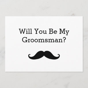 Will You Be My Groomsman Black Moustache Invitation