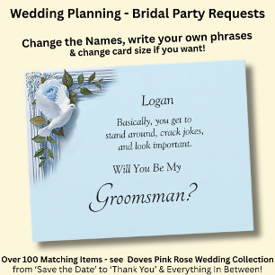 Will You Be My Groomsman? Blue Roses & Doves