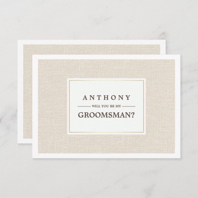 Will you be my Groomsman? Burlap texture Invitation (Front/Back)